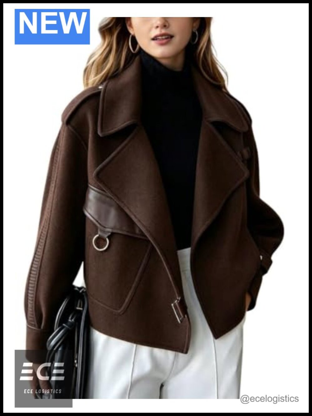 Women's Wool Blend Open Front Cropped Coat Business Casual Blazer